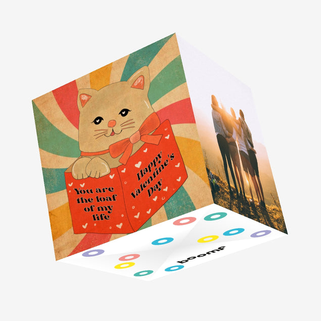 Happy Valentine's Day Cute Cat In A Box Confetti-exploding Greetings Card