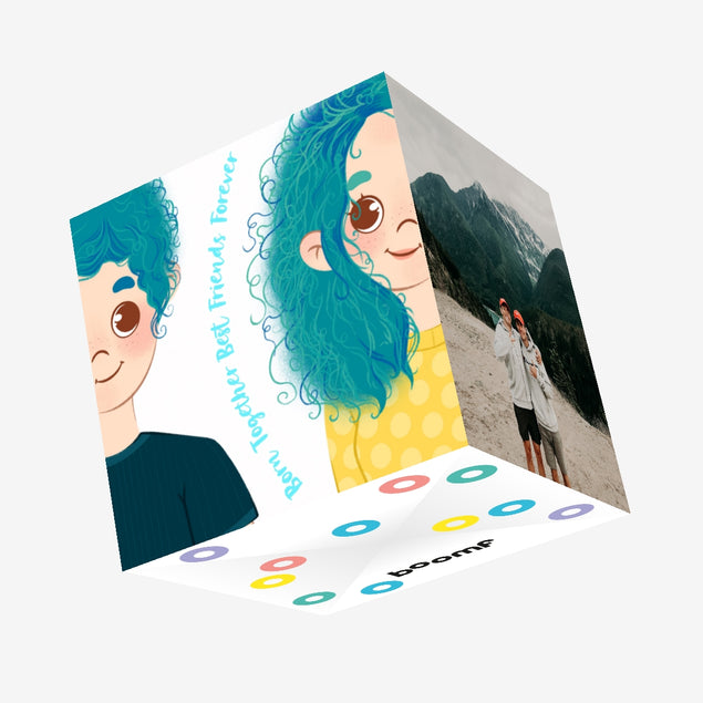 Boy And Girl Born Together Best Friends Forever Happy Birthday Confetti-exploding Greetings Card