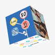 Warning Road Sign 80th Birthday Confetti-exploding Greetings Card