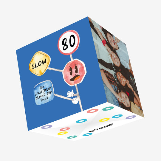 Warning Road Sign 80th Birthday Confetti-exploding Greetings Card