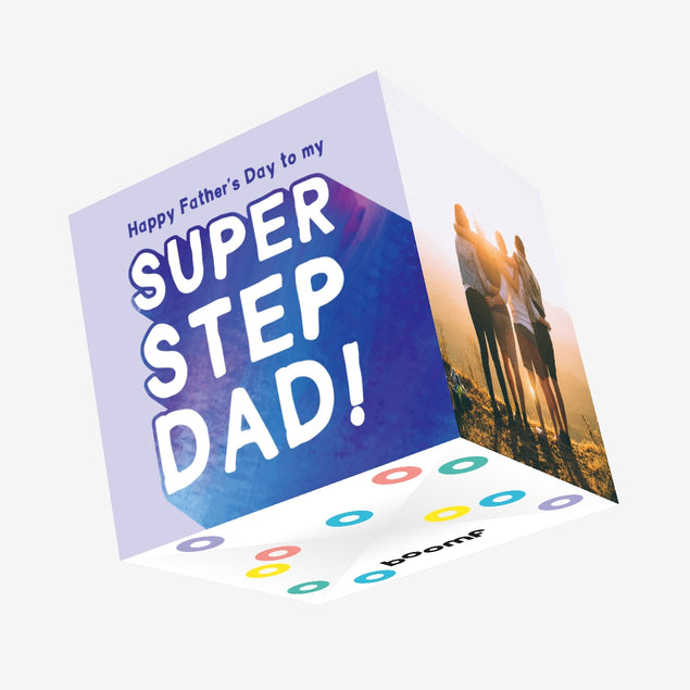 Happy Father's Day to my Super Stepdad! Confetti-exploding Greetings Card