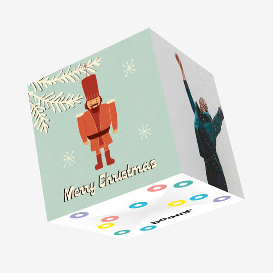 Nutcracker Merry Christmas In Blue Confetti-exploding Greetings Card