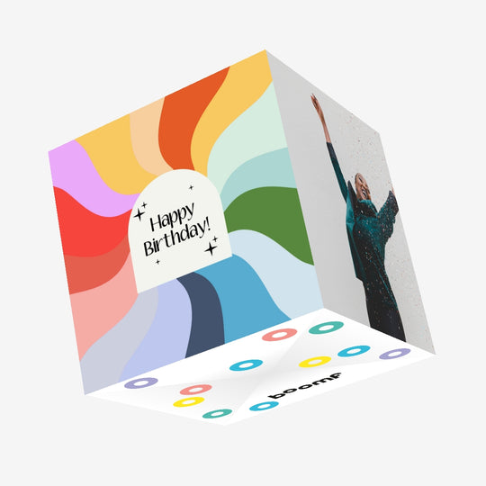 Rainbow Swirls Birthday Confetti-exploding Greetings Card