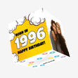 Happy Birthday Born In 1996 Comic Clouds Confetti-exploding Greetings Card