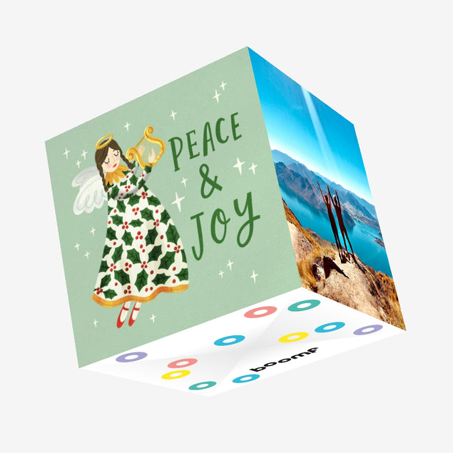 Peace And Joy Angel With A Lyre Christmas Confetti-exploding Greetings Card