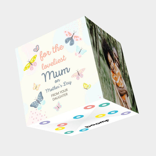 For The Loveliest Mum On Mother's Day Bomb 3D Cube Card