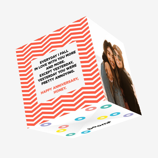 Red Stripes Happy Anniversary Honey Confetti-exploding Greetings Card