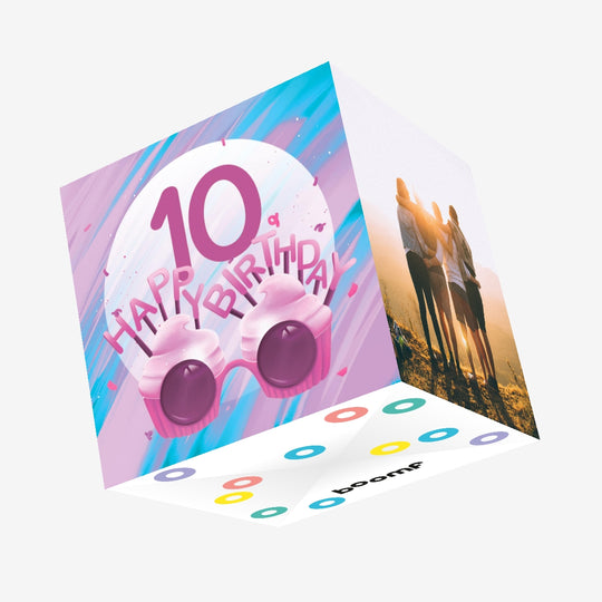 Happy 10th Birthday Cupcake Glasses Confetti-exploding Greetings Card