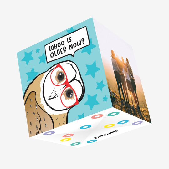 Owl In Glasses Happy Birthday Confetti-exploding Greetings Card