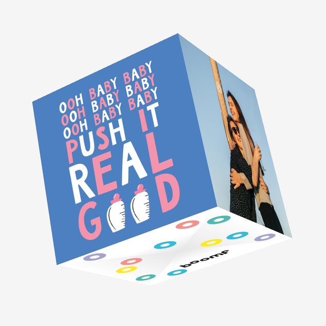 Push It Real Good New Baby Confetti-exploding Greetings Card