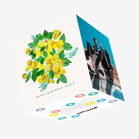 Beautiful Yellow Watercolor Flowers Happy Birthday Niece Confetti-exploding Greetings Card