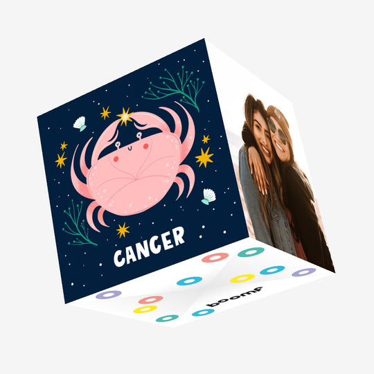 Cancer Star Sign Birthday Confetti-exploding Greetings Card