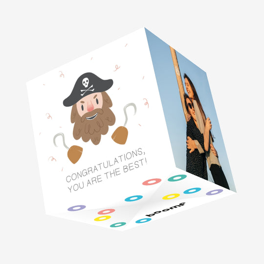 Congratulations You Are The Best Pirate With Two Hooks Confetti-exploding Greetings Card