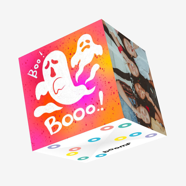 Colorful Themed Ghosts Happy Halloween Confetti-exploding Greetings Card