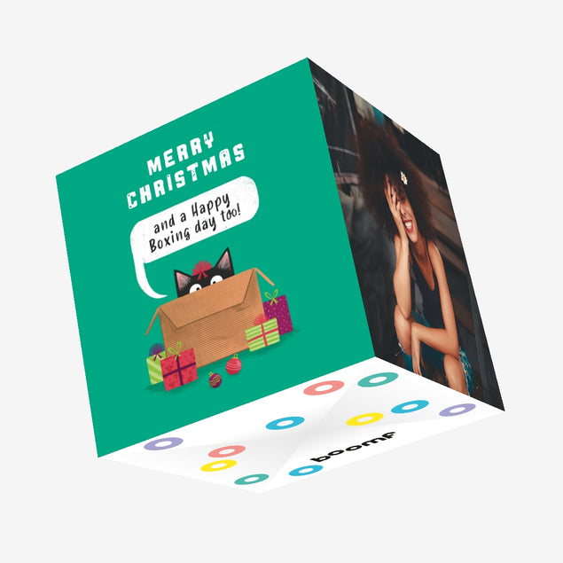 Funny Cat Boxing Day Christmas Confetti-exploding Greetings Card