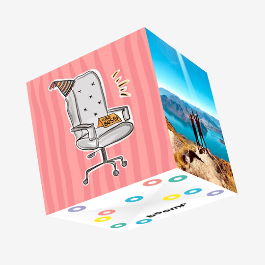 Happy Birthday Boss Office Chair Confetti-exploding Greetings Card