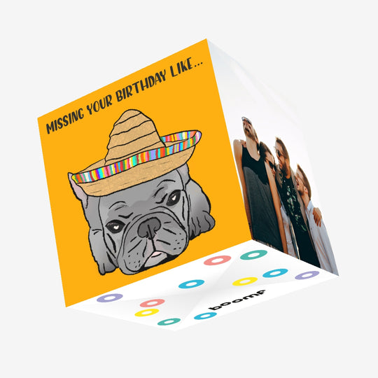 Missing Your Birthday Like French Bulldog Confetti-exploding Greetings Card