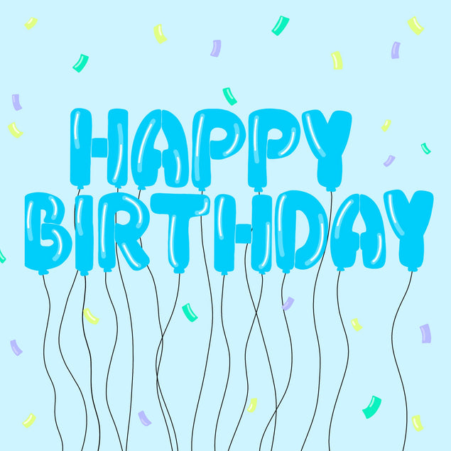 Happy Birthday Balloons Blue Card