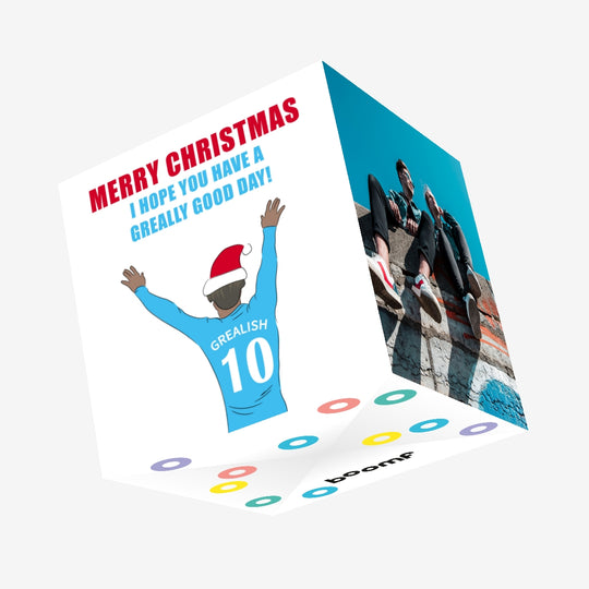 Merry Christmas I Hope You Have A Greally Good Day Jack Grealish Confetti-exploding Greetings Card