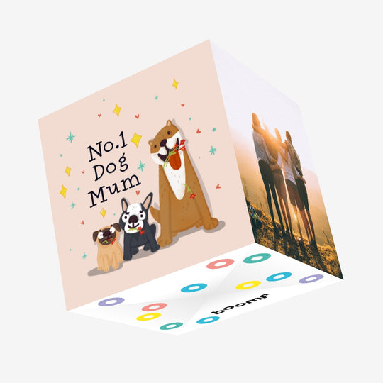 No1 Dog Mum Cute Dogs Mother's Day Confetti-exploding Greetings Card