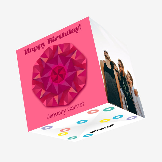 Happy January Birthday Gem Confetti-exploding Greetings Card