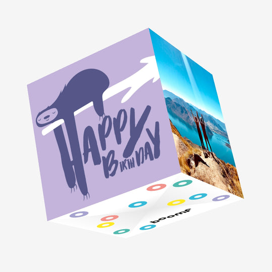 Cute Smiling Sloth Happy Birthday Confetti-exploding Greetings Card