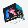 Happy Wedding Blue And Pink Dinosaurs Confetti-exploding Greetings Card