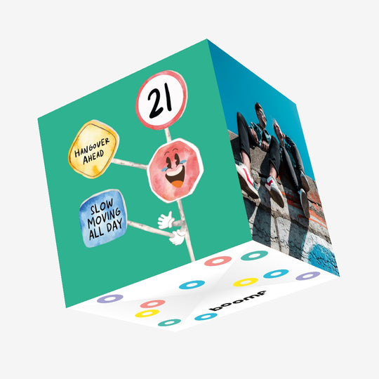 Warning Road Sign 21st Birthday Confetti-exploding Greetings Card