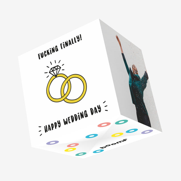 Fucking Finally Happy Wedding Day Confetti-exploding Greetings Card