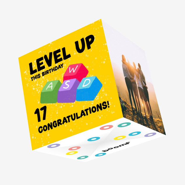 Level Up This Birthday Happy 17th Birthday Confetti-exploding Greetings Card