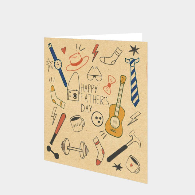 Happy Father's Day Yellow Guitar Doodle Card