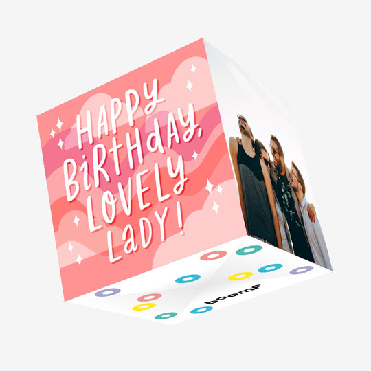 Happy Birthday Lovely Lady Confetti-exploding Greetings Card