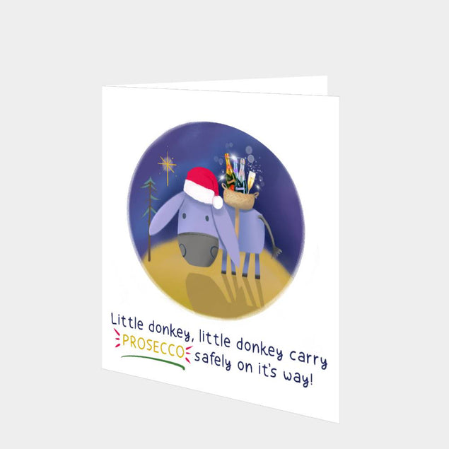 Little Donkey Prosecco Christmas Card Greeting Card - 2