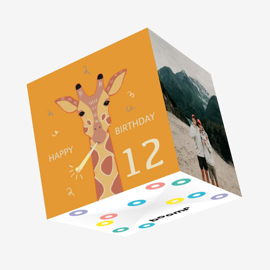 12th Birthday Giraffe Confetti-exploding Greetings Card