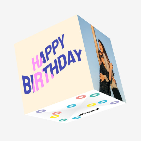 Happy Birthday Pink And Blue Confetti-exploding Greetings Card