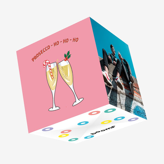 Prosecco Ho Ho Ho Confetti-exploding Greetings Card