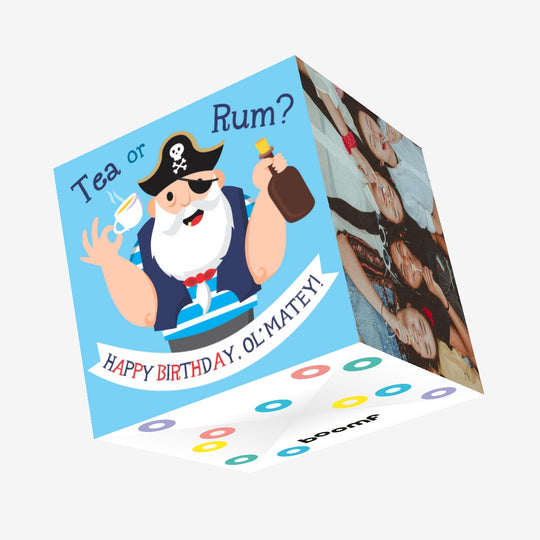Tea Or Rum Pirates Happy Birthday Confetti-exploding Greetings Card