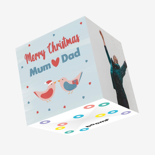 Merry Christmas Mum and Dad Confetti-exploding Greetings Card