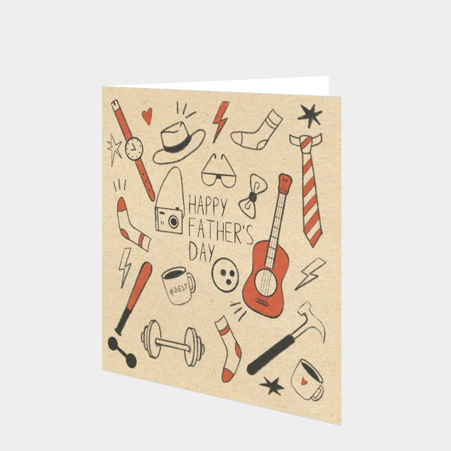 Happy Father's Day Orange Guitar Doodle Card