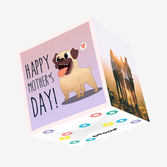 Excited Pug Mother's Day Confetti-exploding Greetings Card