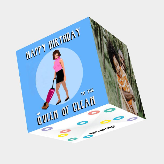 The Queen of Clean Birthday Card 3D Cube Card