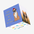 Merry Christmas And Happy New Year Bulldog Blue Theme Confetti-exploding Greetings Card