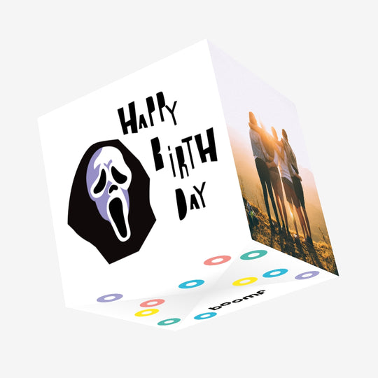 Halloween Happy Birthday Scream Movie Mask Confetti-exploding Greetings Card