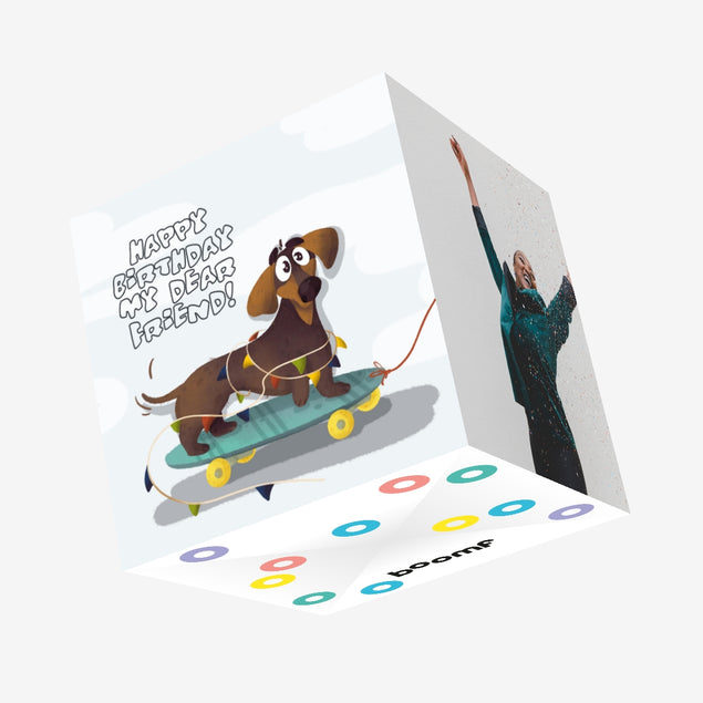 Happy Birthday For Friend Dachshund Confetti-exploding Greetings Card