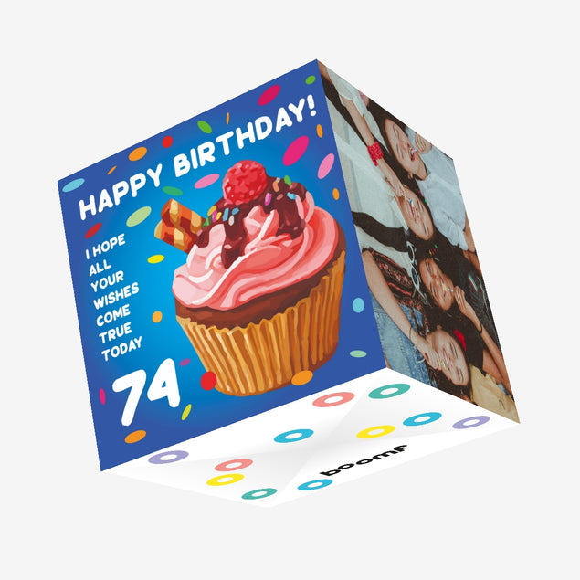 Happy 74th Birthday Cupcake Confetti-exploding Greetings Card