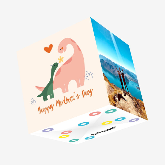 Mother's Day Cute Dino Confetti-exploding Greetings Card