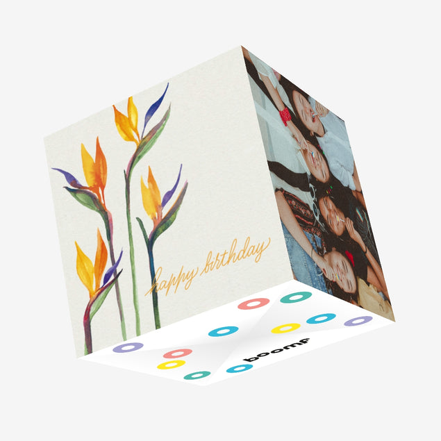Beautiful Orange Painted In Watercolor Flower Happy Birthday Confetti-exploding Greetings Card