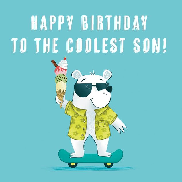 Polar Bear Coolest Son Birthday Card - 1
