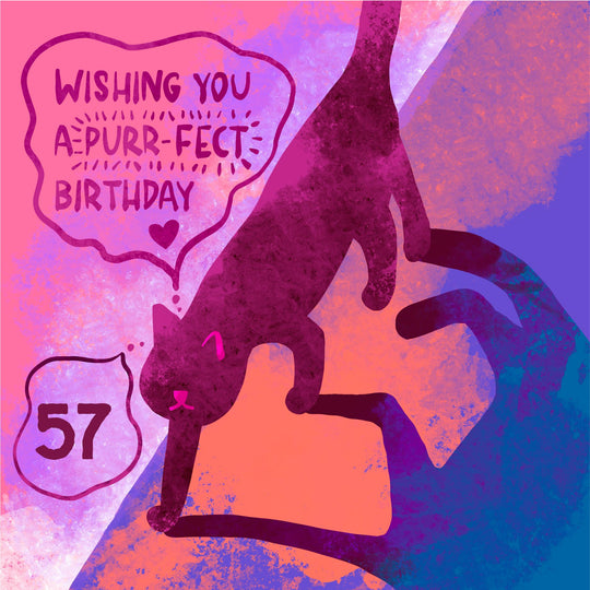 Wishing You A Purr-fect 57th Birthday Card