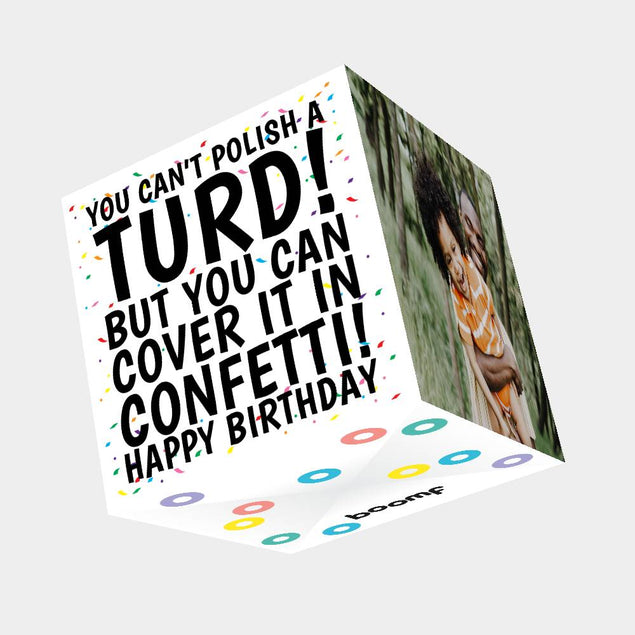 Confetti Turd Birthday Card 3D Cube Card
